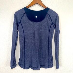 Lululemon Athletica Turn It Up Long Sleeve Top Heather Inkwell‎ Blue Small #cc